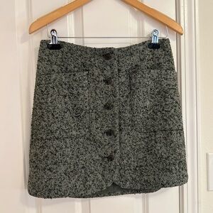 Madewell Wool Button-Front Mini Skirt, Sz 2